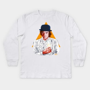 Malcolm McDowell - An illustration by Paul Cemmick Kids Long Sleeve T-Shirt